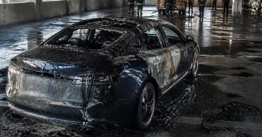 EV fire damages cars at suburban high school