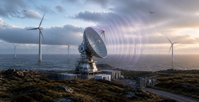 Wind turbine radar interference reduces coastal radar coverage